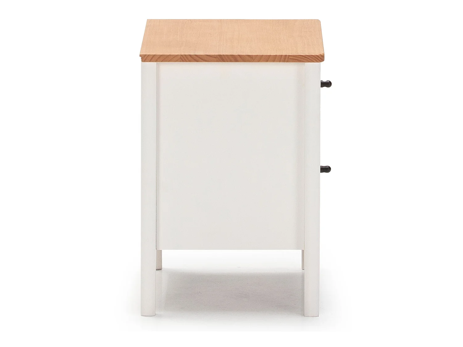 Comodino Luca 2 Cassetti Bianco, Legno Massello, 46 ​​cm (Larghezza) 35 cm (Profondità) 51 cm (Altezza)