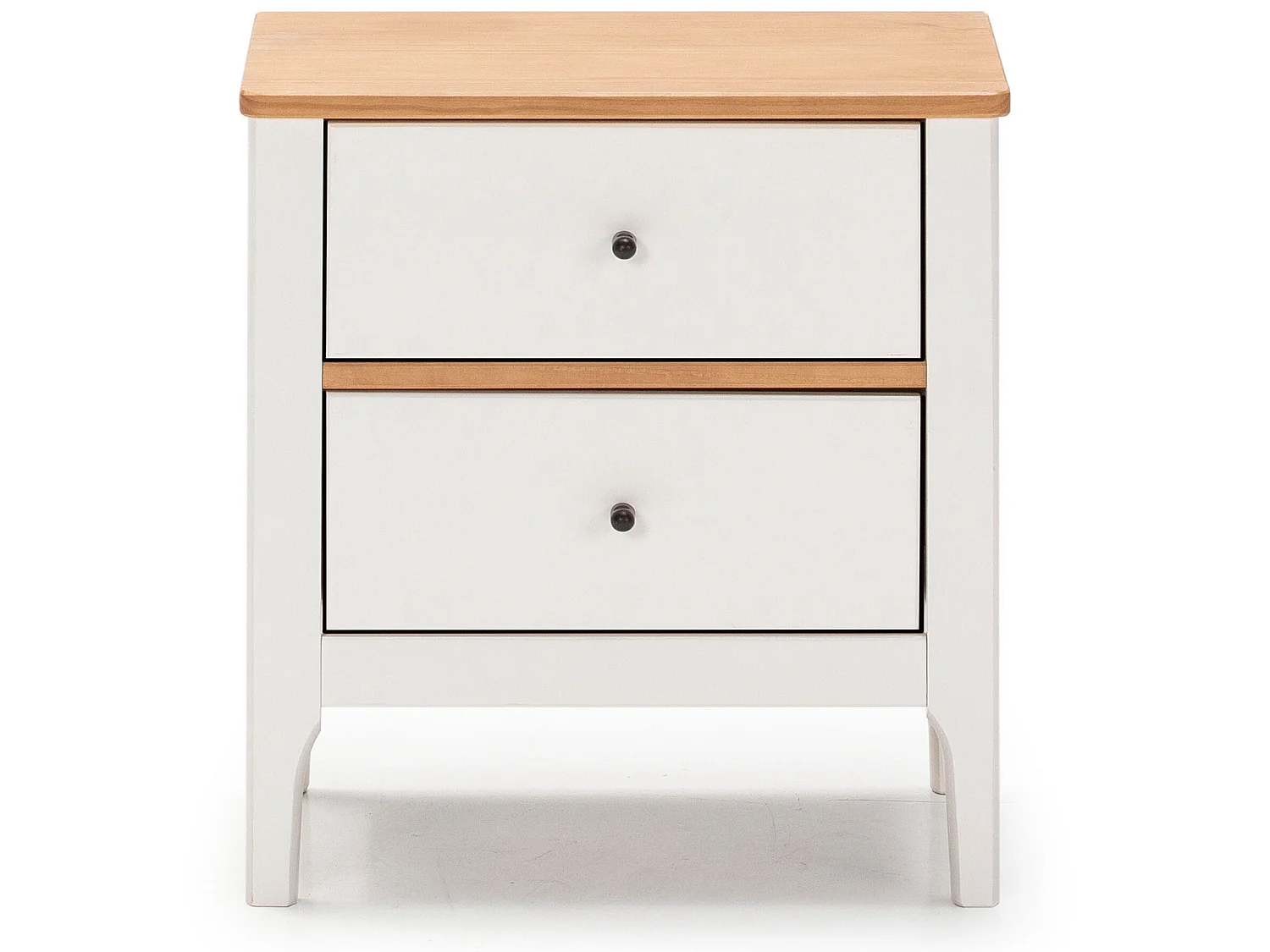 Mesita de Noche Luca 2 cajones Blanco, Madera Maciza