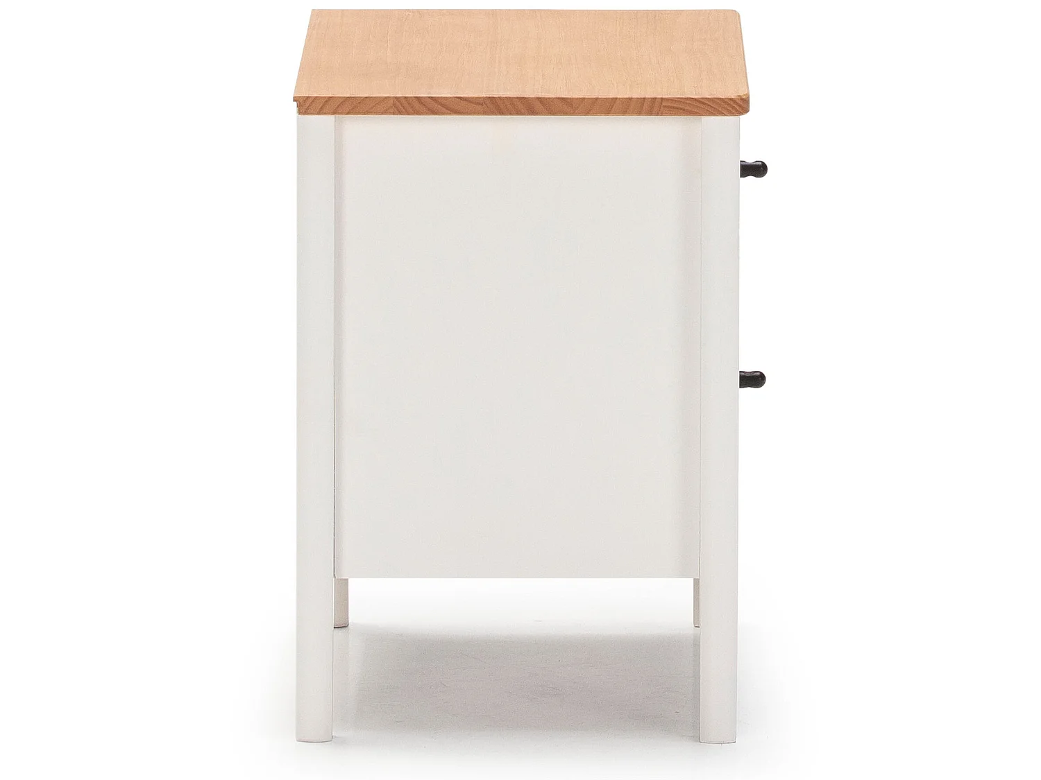 Mesita de Noche Luca 2 cajones Blanco, Madera Maciza