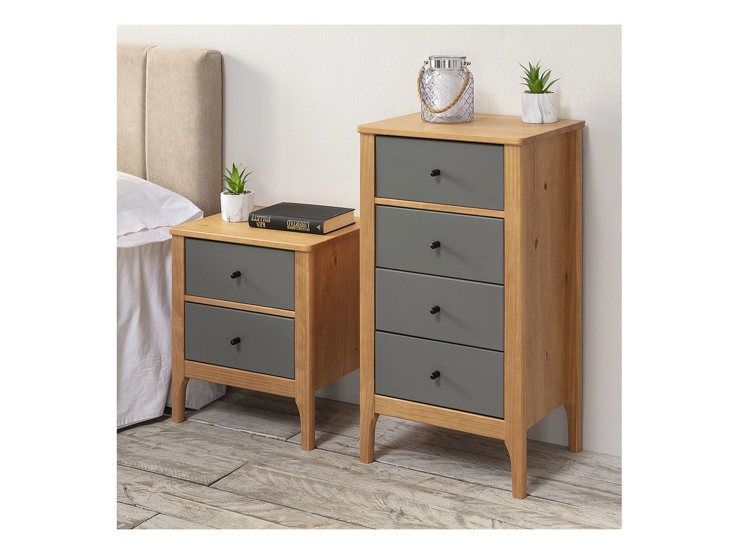 Nachttisch Luca 2 Schubladen Eiche farbe