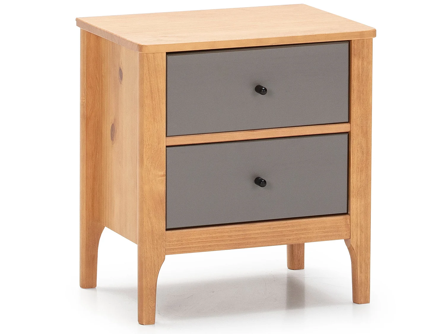 Comodino Luca 2 Cassetti Rovere, Legno Massello, 46 ​​cm (Larghezza) 35 cm (Profondità) 51 cm (Altezza)