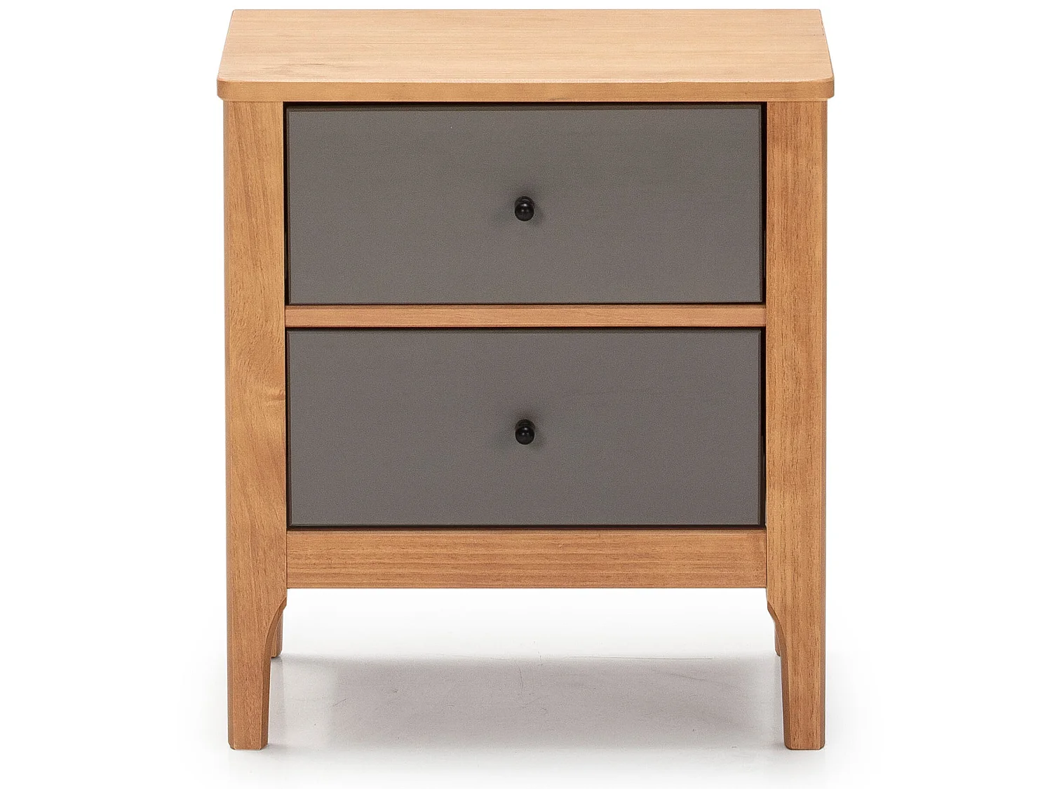 Comodino Luca 2 Cassetti Rovere, Legno Massello, 46 ​​cm (Larghezza) 35 cm (Profondità) 51 cm (Altezza)