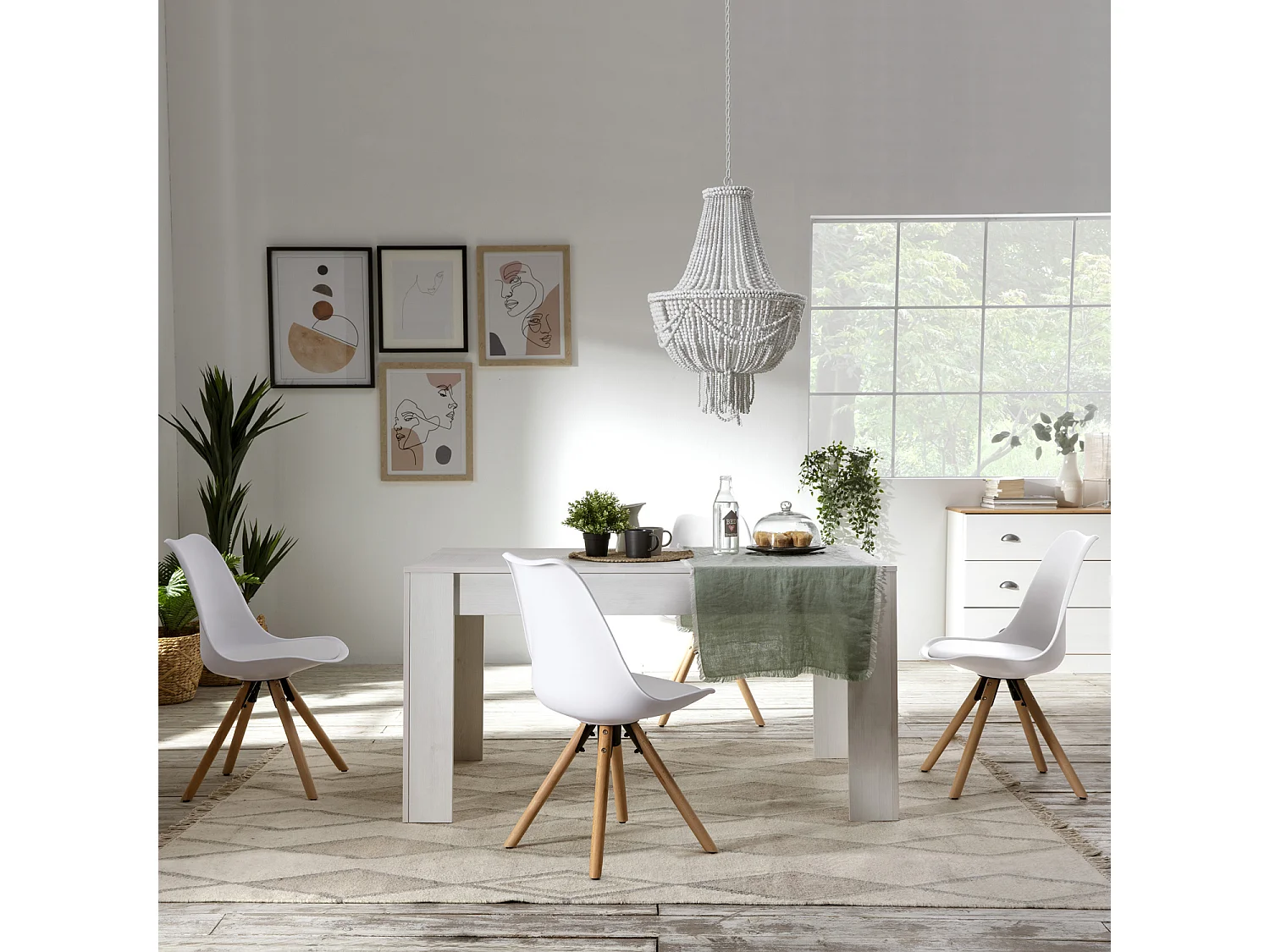 Mesa de Comedor Fija Kloe Color Blanco, 140 cm (Largo) x 90 cm (Ancho) x 76 cm (Alto)