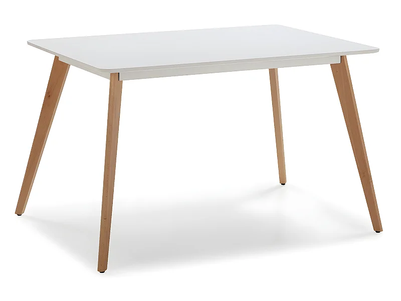 Mesa de comerdor Aroa 120x80 cm Blanco, Patas de Madera de Haya, 120 x 80 cm