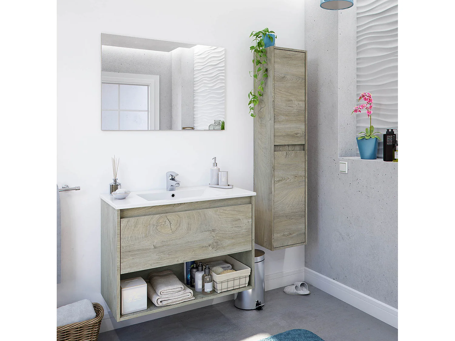 Armario de baño Devin 2 Puertas, Acabado en Color Alaska