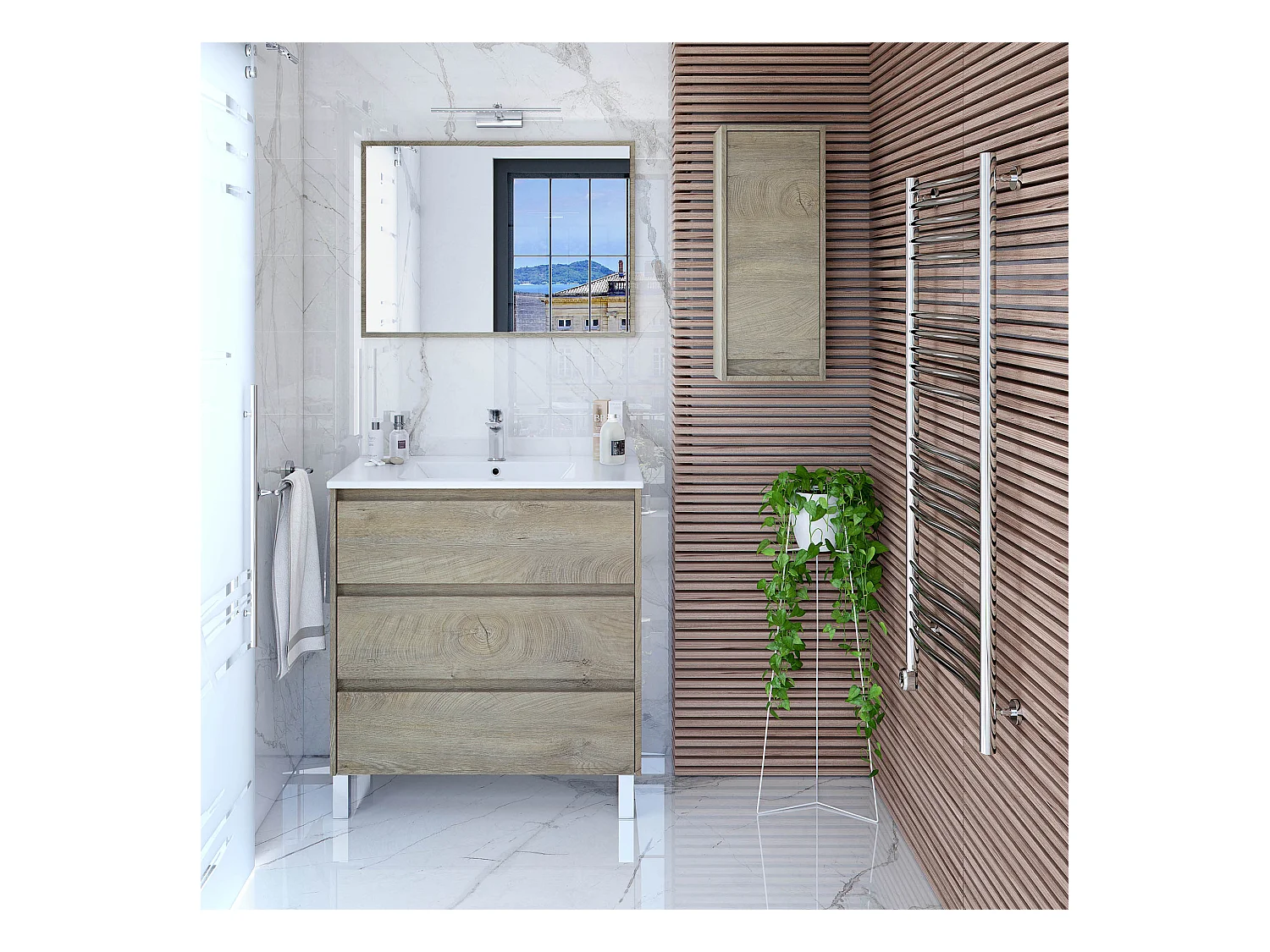 Armario de baño Devin 1 Puerta, Acabado en Color Alaska