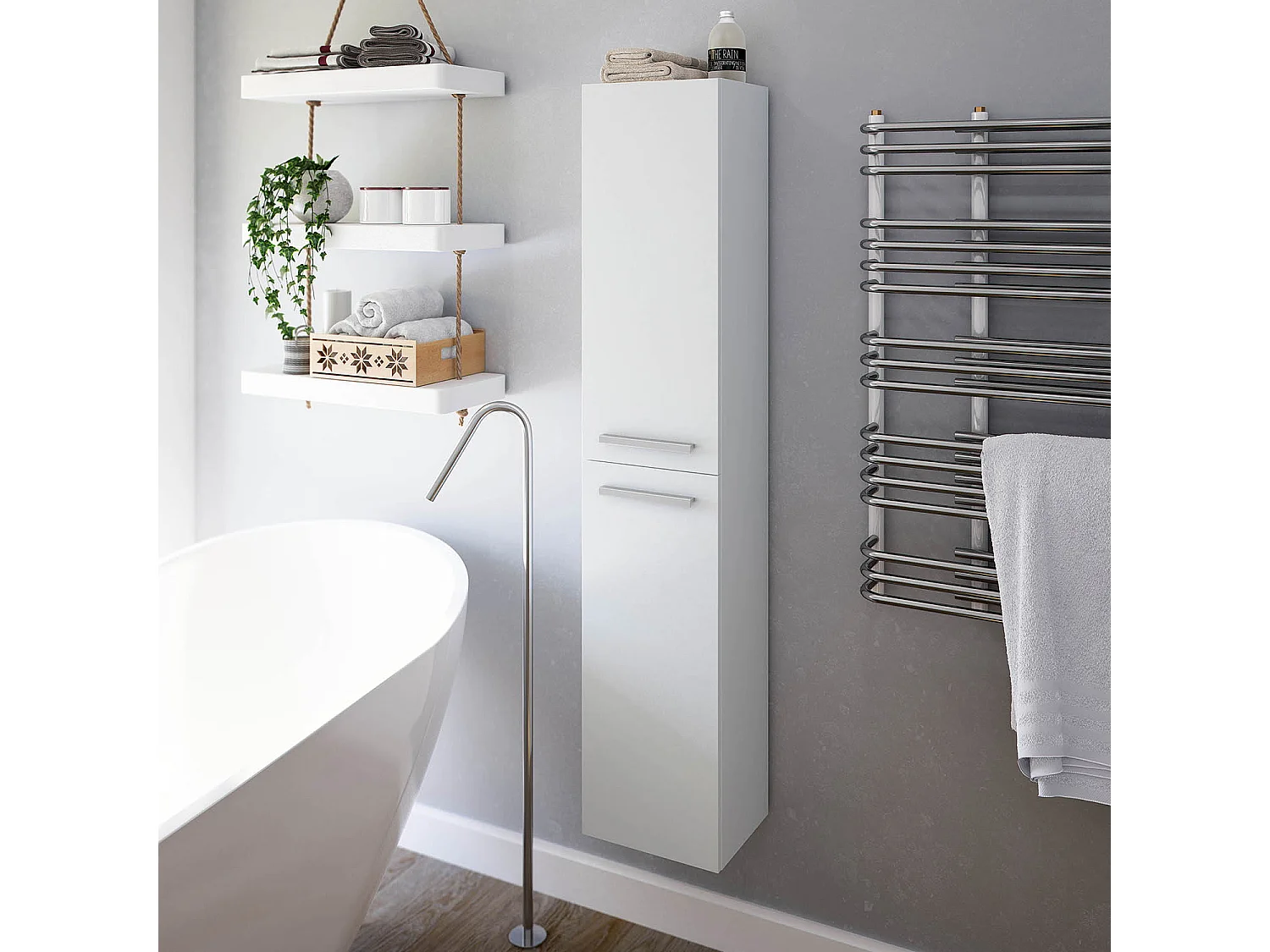 Armario de baño Alise 2 Puertas, Acabado en Color Blanco Brillo