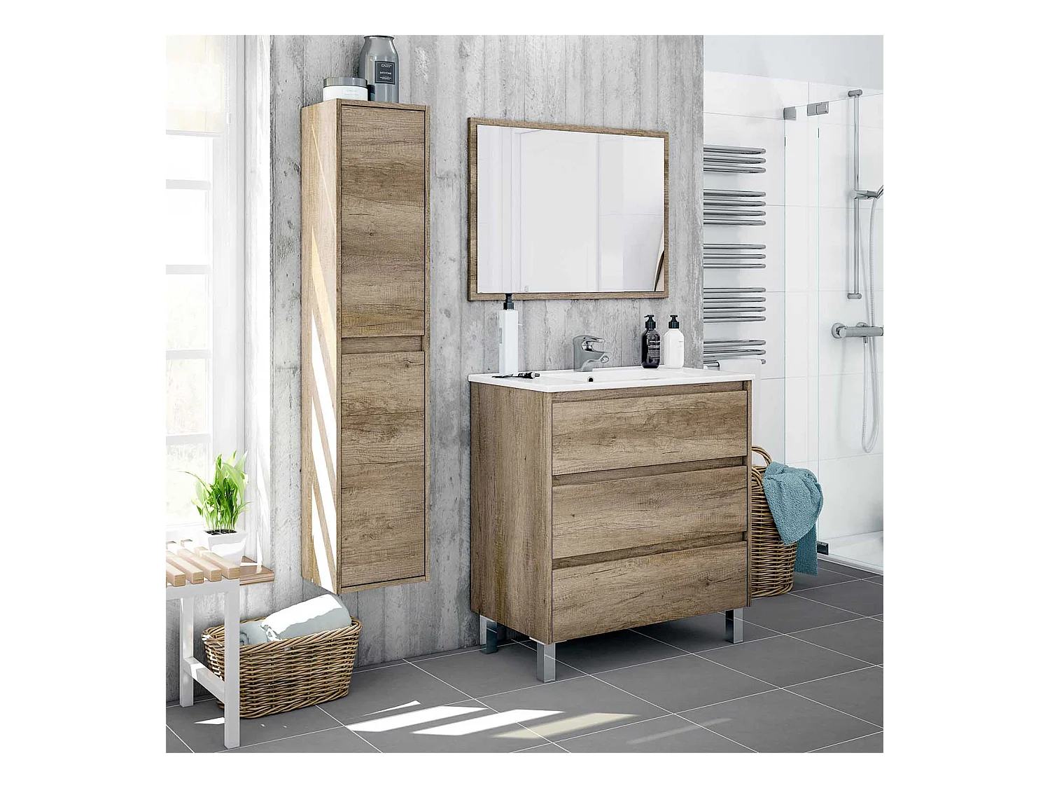 Armario de baño Devin 2 Puertas, Acabado en Color Nordik