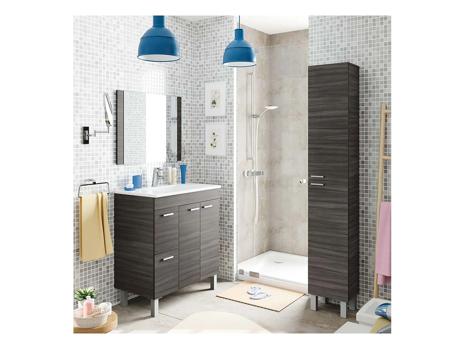 Armario de baño Levis 2 Puertas, Acabado en Color Gris Ceniza