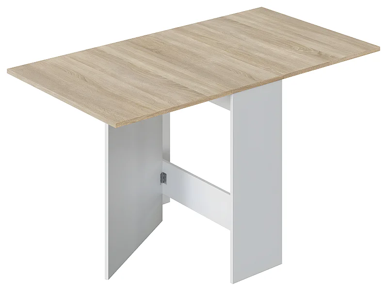 Mesa Plegable LYS Color Roble y Blanco, 30/140 (Ancho) 77 (Profundo) 78 (Altura)