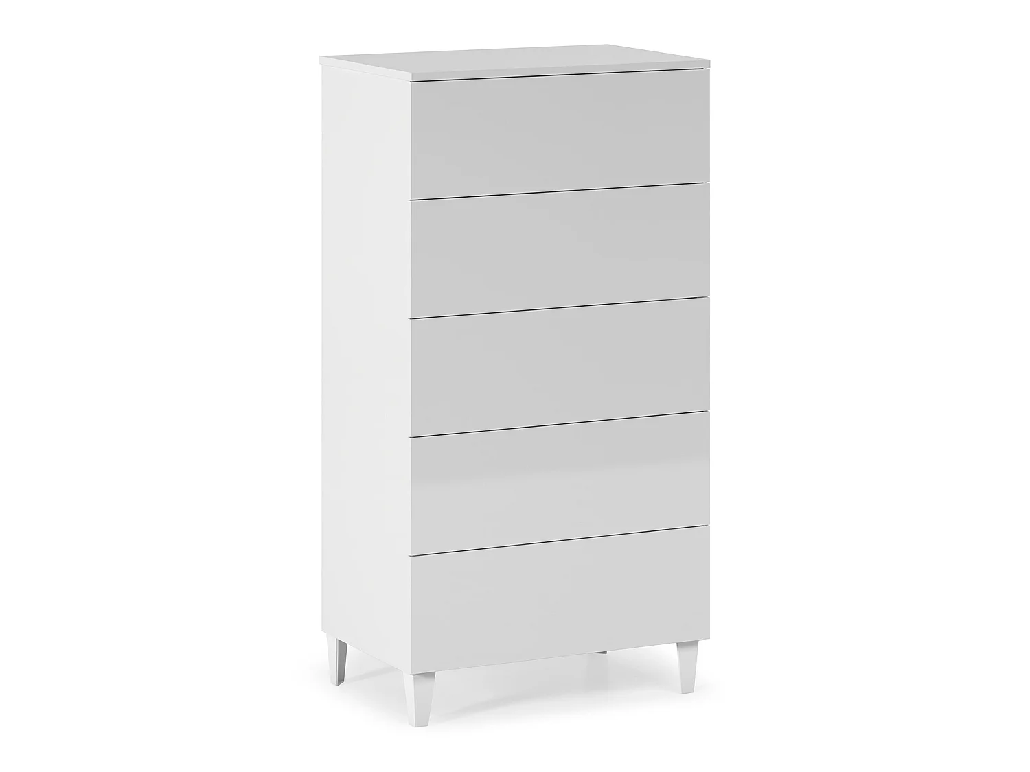 Cómoda de Noche Vera de 5 cajones Color Blanco Brillo, 61 cm (Ancho) 40 cm (Profundo)