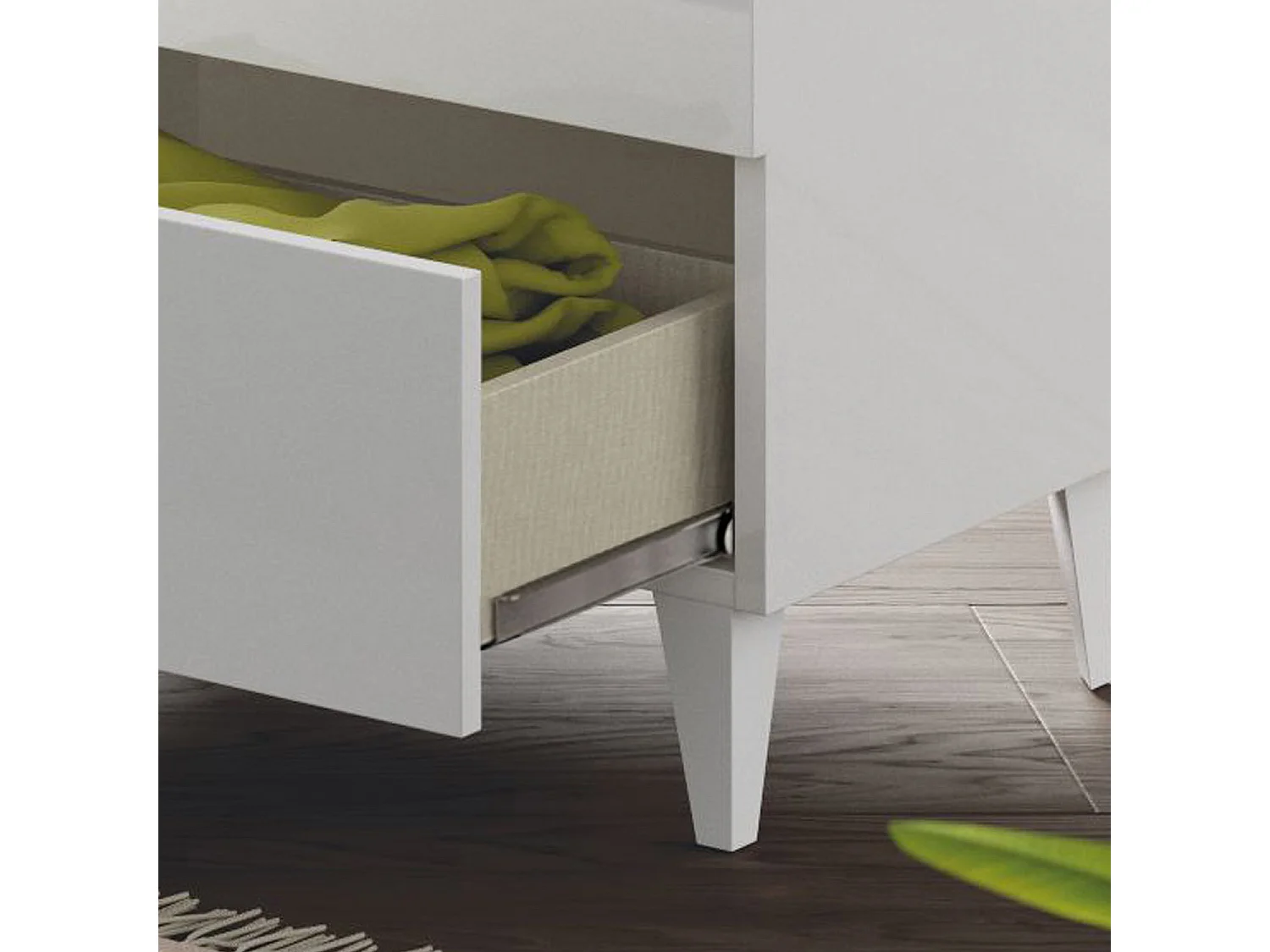 Cómoda de Noche Vera de 5 cajones Color Blanco Brillo, 61 cm (Ancho) 40 cm (Profundo)