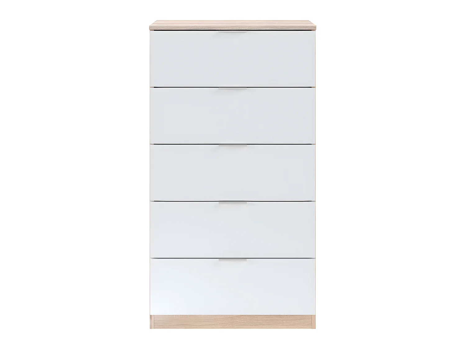 Cómoda 5 cajones Nilo Color Roble/Blanco, 60 cm (Ancho) 40 cm (Profundo) 110 cm (Altura)