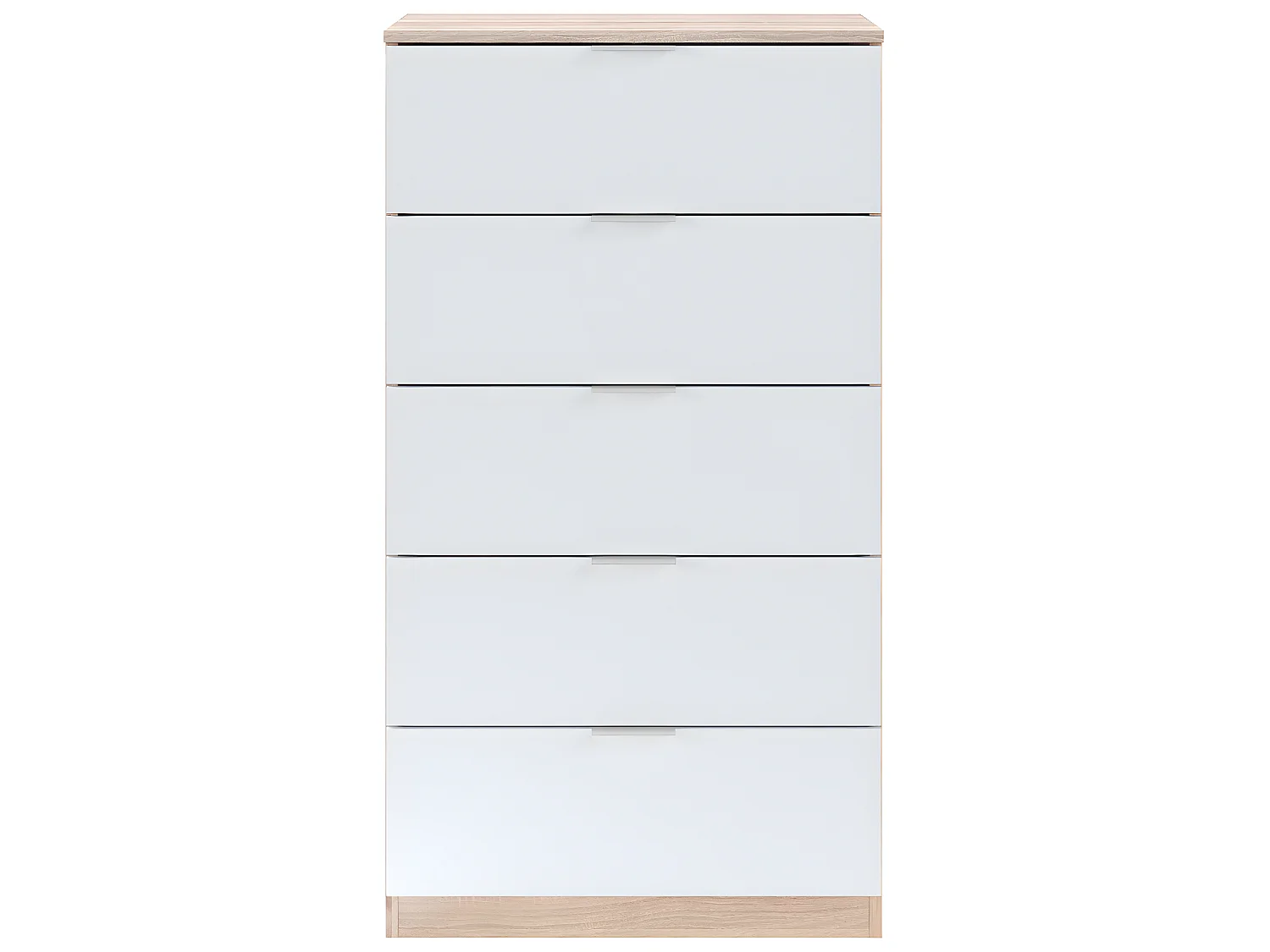 Cómoda 5 cajones Nilo Color Roble/Blanco, 60 cm (Ancho) 40 cm (Profundo) 110 cm (Altura)