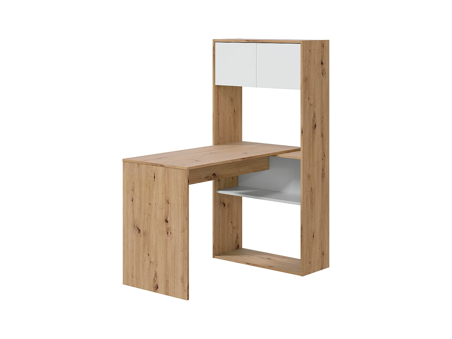 Mesa de escritorio Beja modular 2 puertas 2 huecos, madera/blanco, 108 cm