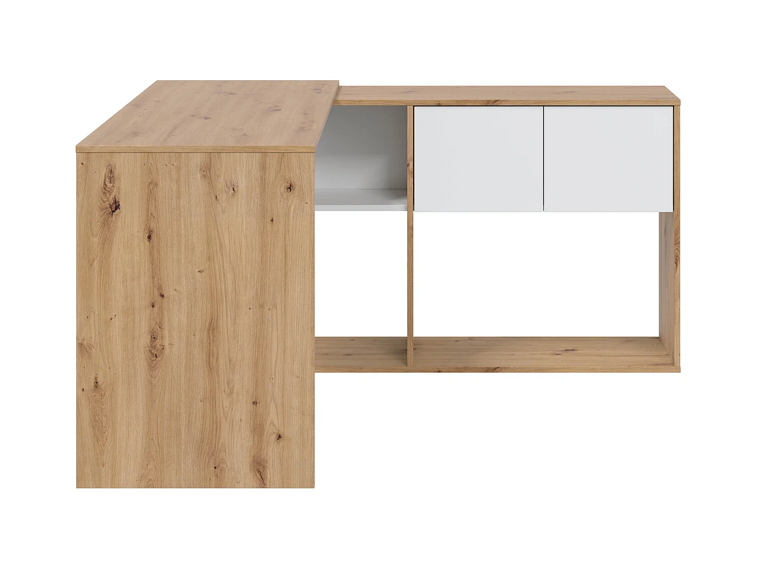 Mesa de escritorio Beja modular 2 puertas 2 huecos, madera/blanco, 108 cm
