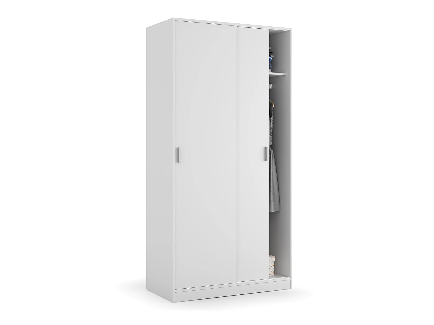 Armario ropero Madrid 2 Puertas correderas Color Blanco 100 cm Ancho 50 cm Profundo 200 cm Alto