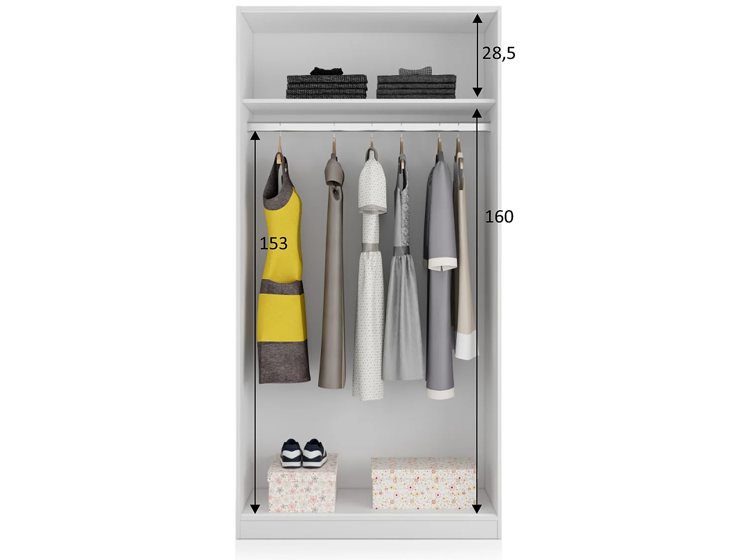 Armario ropero Madrid 2 Puertas correderas Color Blanco 100 cm Ancho 50 cm Profundo 200 cm Alto