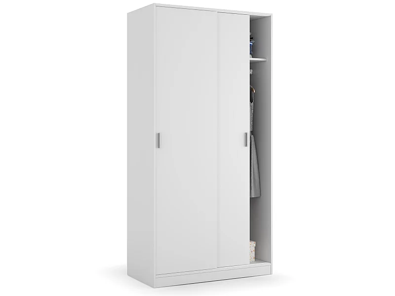 Armario ropero Madrid 2 Puertas correderas Color Blanco 100 cm Ancho 50 cm Profundo 200 cm Alto