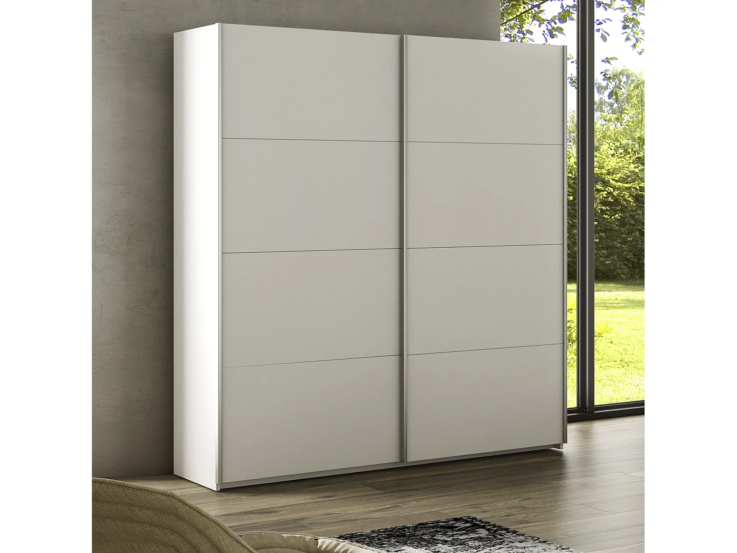 Armario ropero Aline 2 Puertas correderas Color Blanco, 150 cm Ancho 60 cm Profundo 200 cm Alto