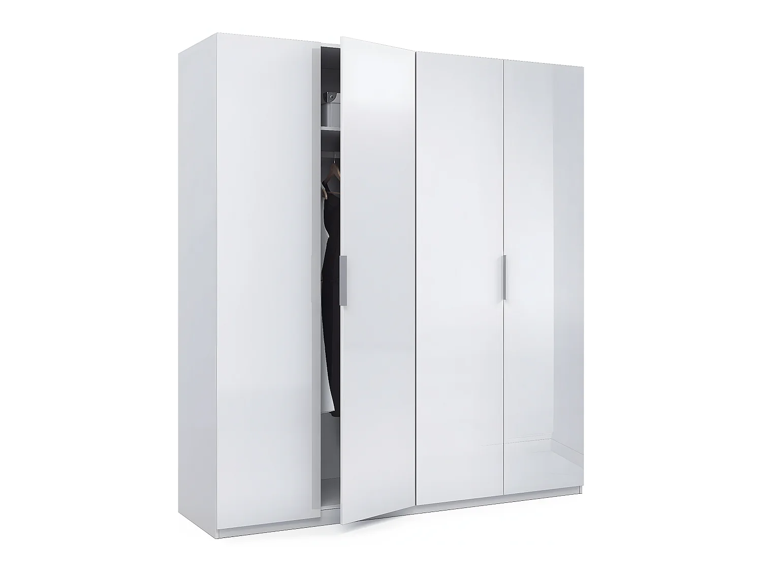 Armario ropero Madrid 4 Puertas Color Blanco Brillo, 180 cm Ancho 52 cm Profundo 200 cm Alto