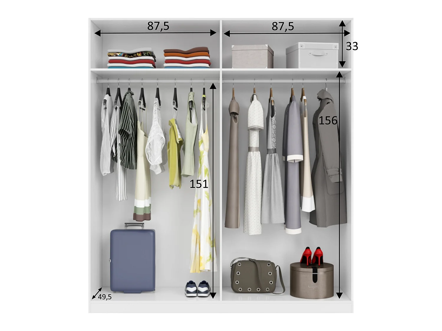 Armario ropero Madrid 4 Puertas Color Blanco Brillo, 180 cm Ancho 52 cm Profundo 200 cm Alto