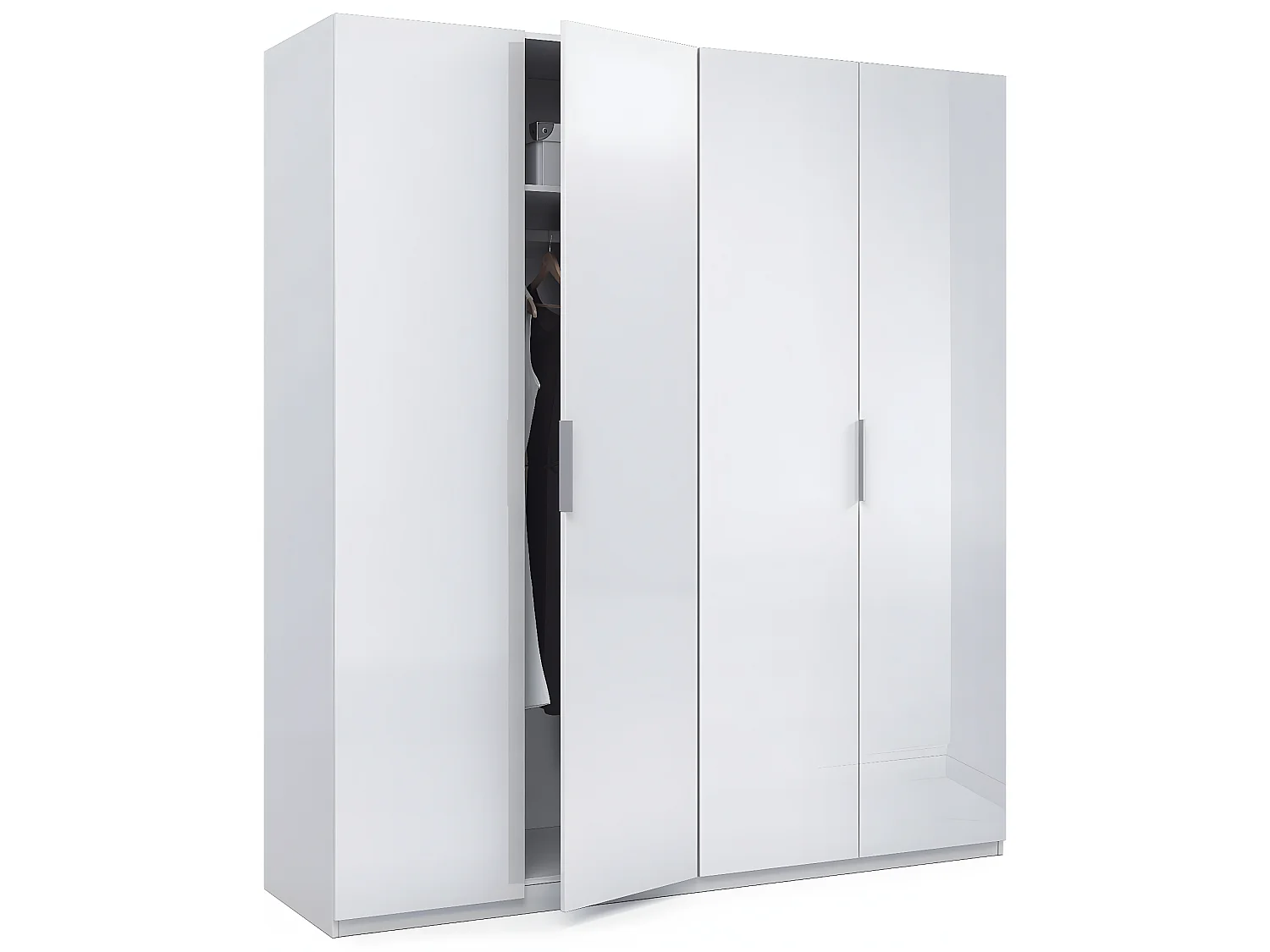 Armario ropero Madrid 4 Puertas Color Blanco Brillo, 180 cm Ancho 52 cm Profundo 200 cm Alto