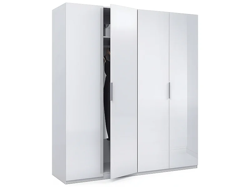 Armario ropero Madrid 4 Puertas Color Blanco Brillo, 180 cm Ancho 52 cm Profundo 200 cm Alto
