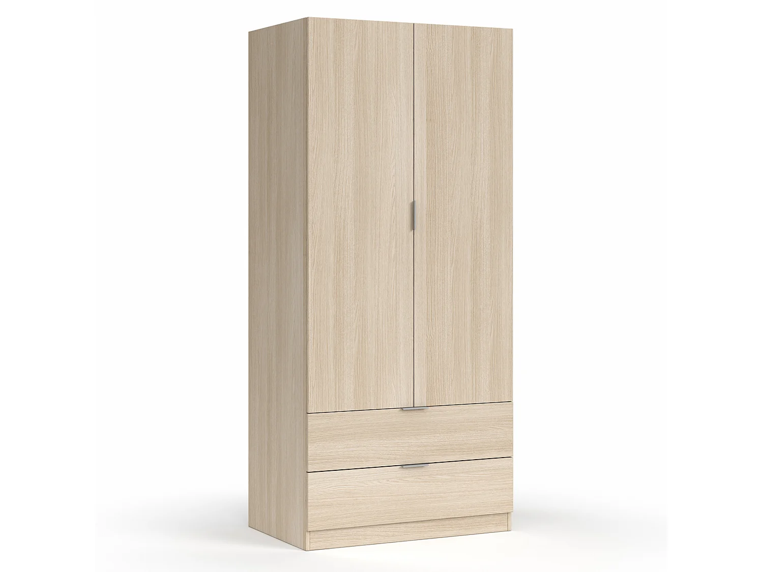 Armario ropero Nico 2 Puertas y 2 Cajones Color Roble, 81 cm Ancho 52 cm Profundo 180 cm Alto