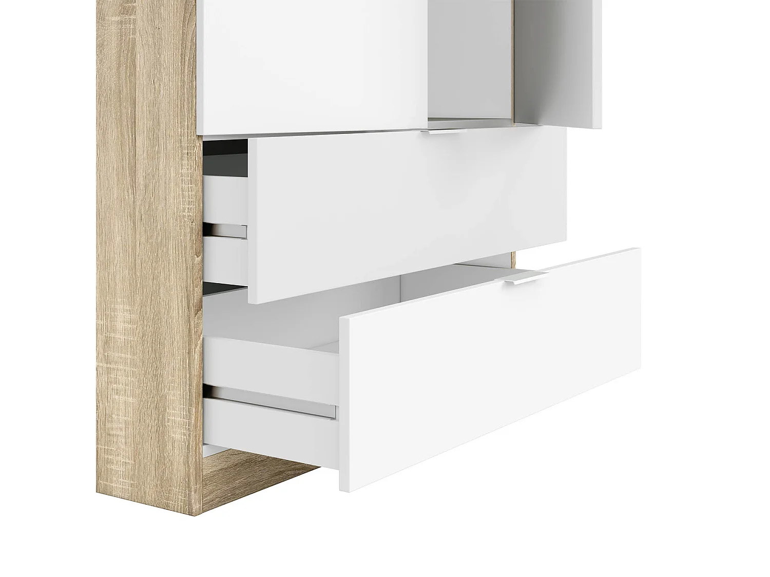 Armario ropero Nico 2 Puertas 2 Cajones Roble/Blanco, 81 cm Ancho 52 cm Profundo 180 cm Alto