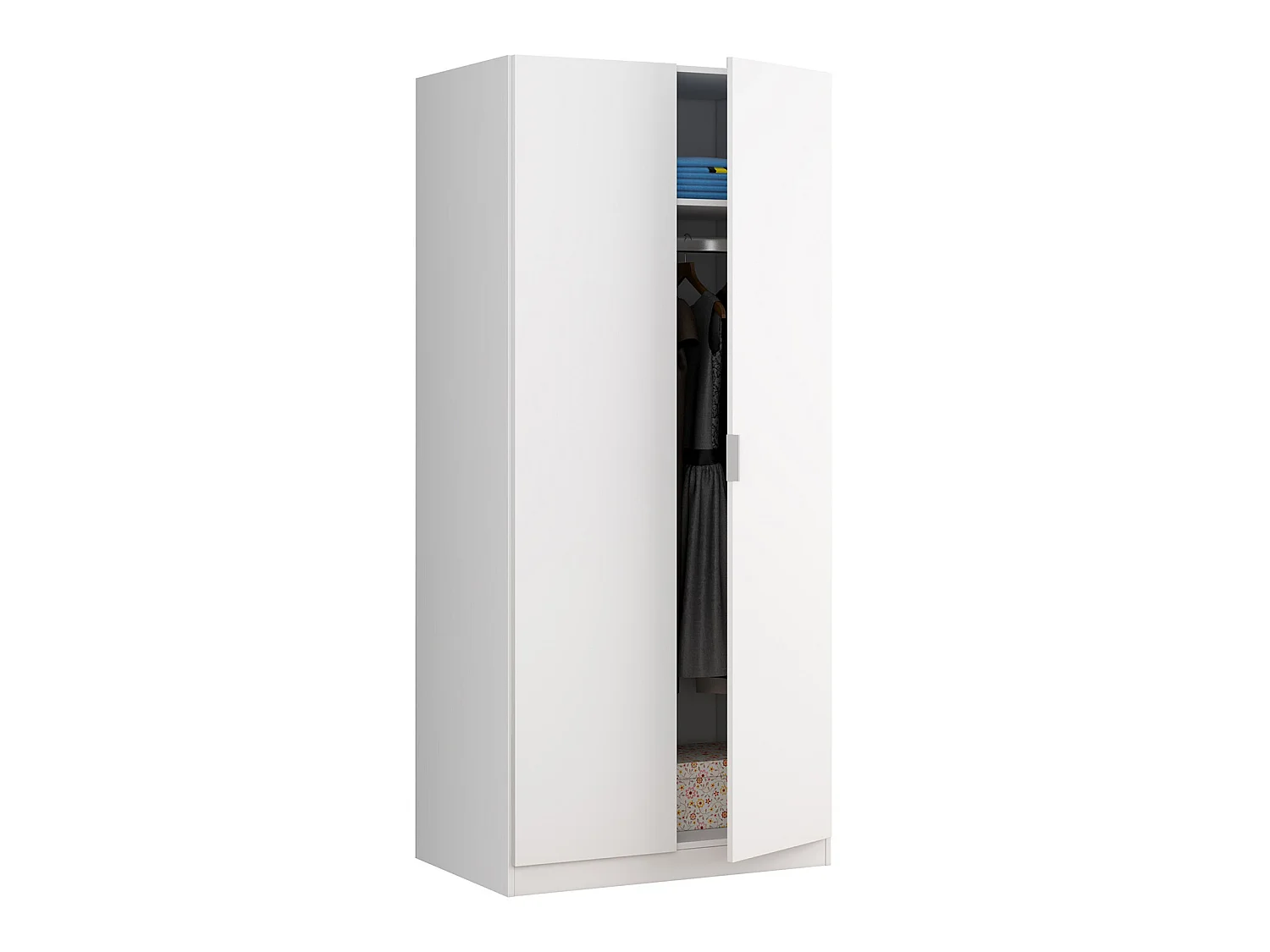 Armario ropero Nico 2 Puertas Color Blanco, 81 cm (Ancho) 52 cm (Profundo) 180 cm (Altura)