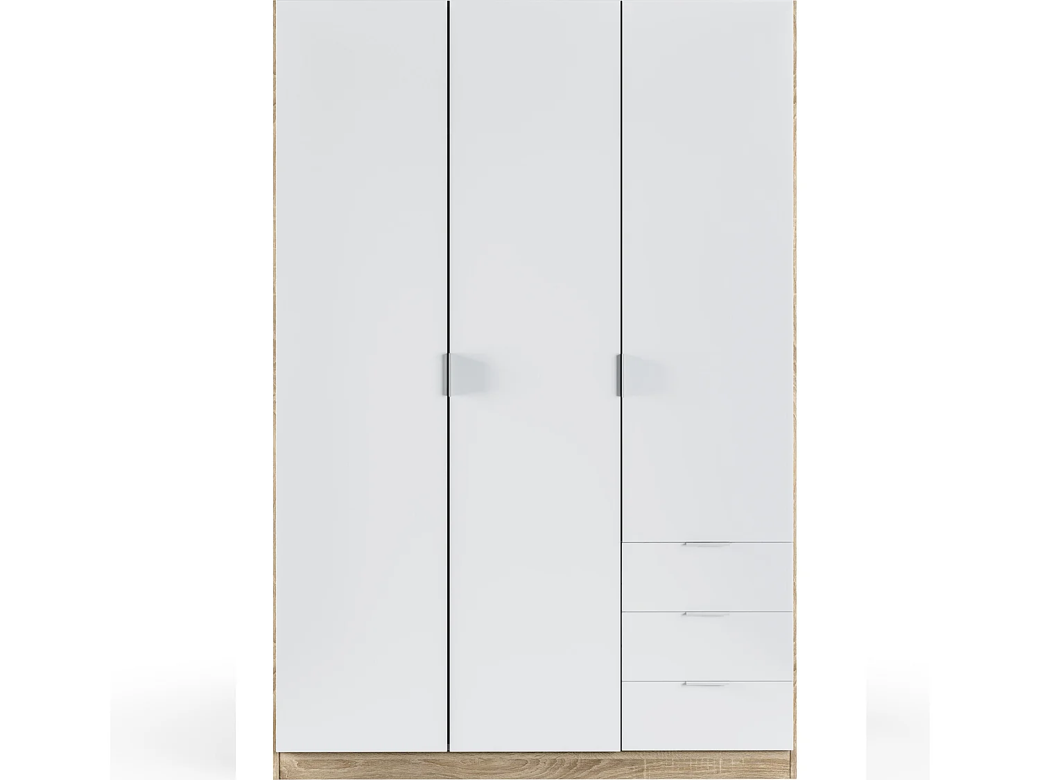 Armario ropero Nico 3 Puertas y 3 Cajones Color Roble/Blanco, 121 x 52 x 180 cm