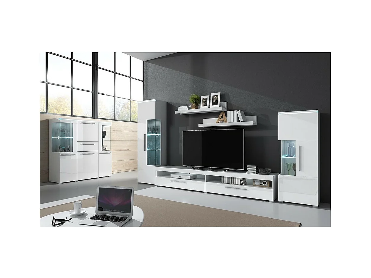 Lot de 2 étagères murales coloris blanc brillant. Collection BOMBAY.