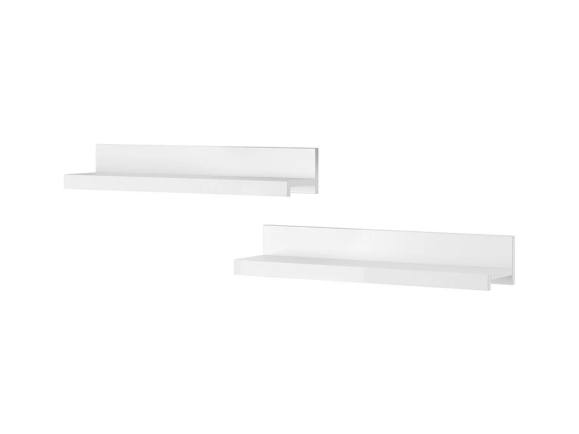 Set van 2 wandplanken in glanzend wit. Collectie BOMBAY.