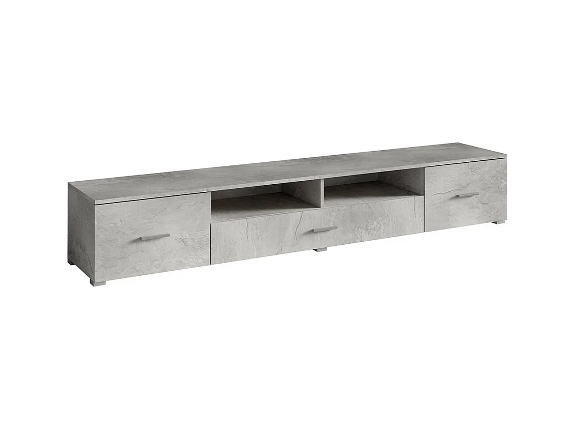 Meuble TV XL 210cm collection CONNOR. Coloris gris effet béton