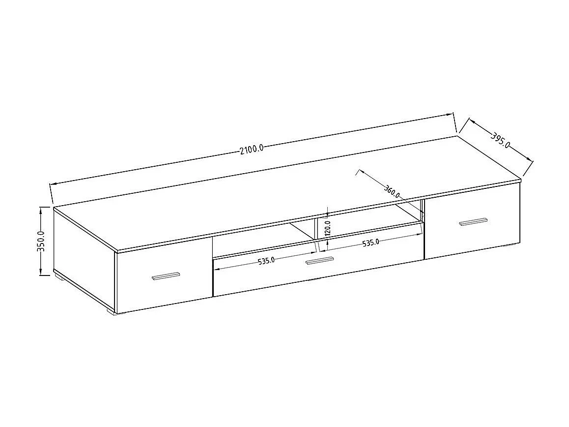 Meuble TV XL 210cm collection CONNOR. Coloris gris effet béton
