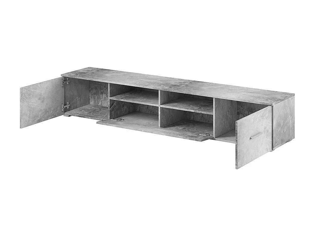 Meuble TV XL 210cm collection CONNOR. Coloris gris effet béton