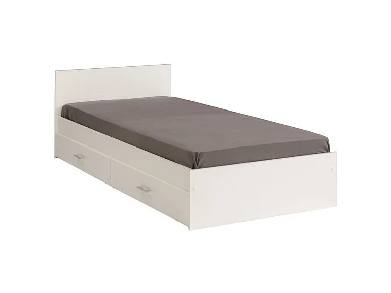 SCOOP Lit Enfant l90x L200 cm avec 3 meubles de rangement - Contemporain - Décor blanc