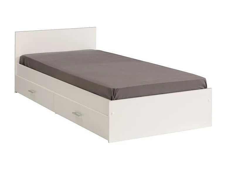 SCOOP Lit Enfant l90x L200 cm avec 3 meubles de rangement - Contemporain - Décor blanc