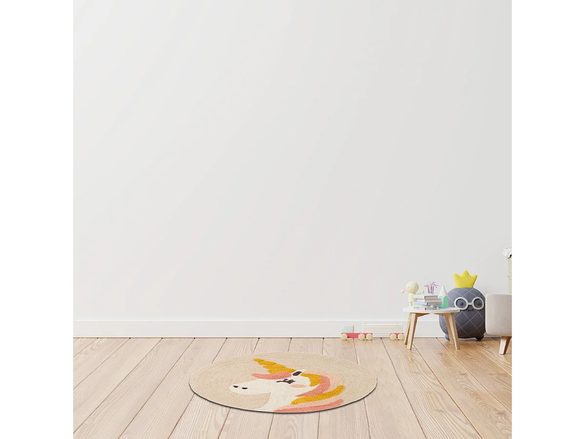 Tapis enfant rond en coton tufté 70x70cm