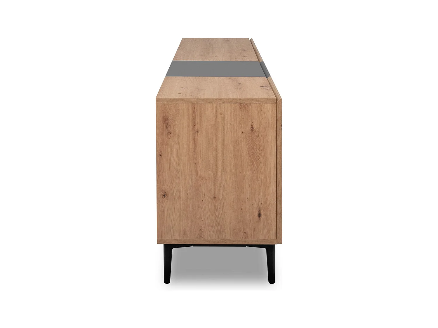 Aparador bajo 4 puertas 200 cm - Acabado madera y negro