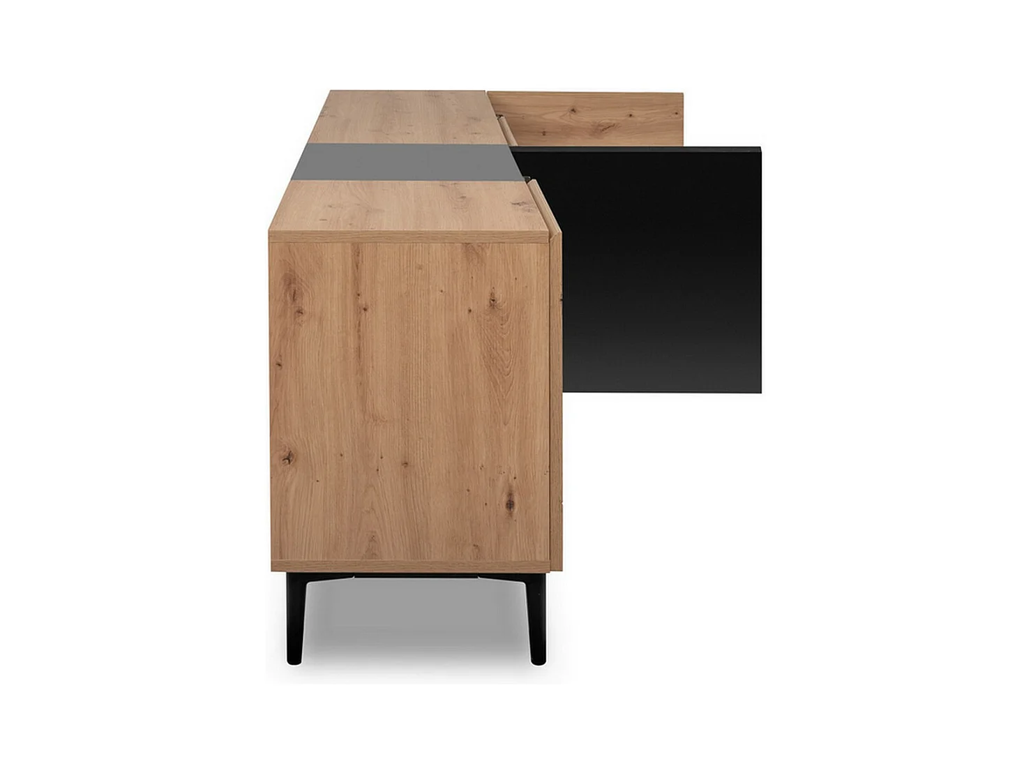 Aparador bajo 4 puertas 200 cm - Acabado madera y negro