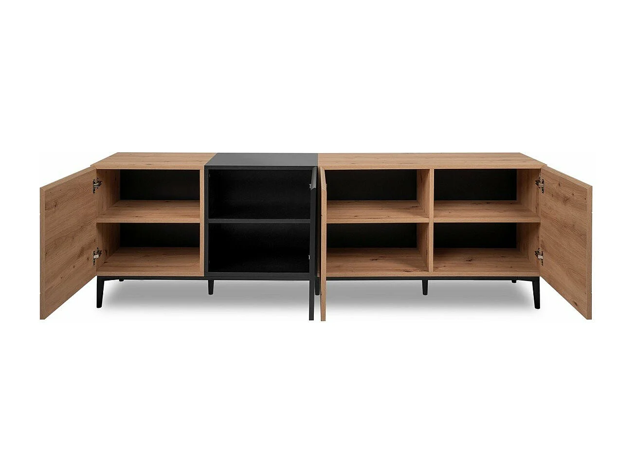 Buffet Bas 4 Portes décor Bois clair L200 cm - Nola