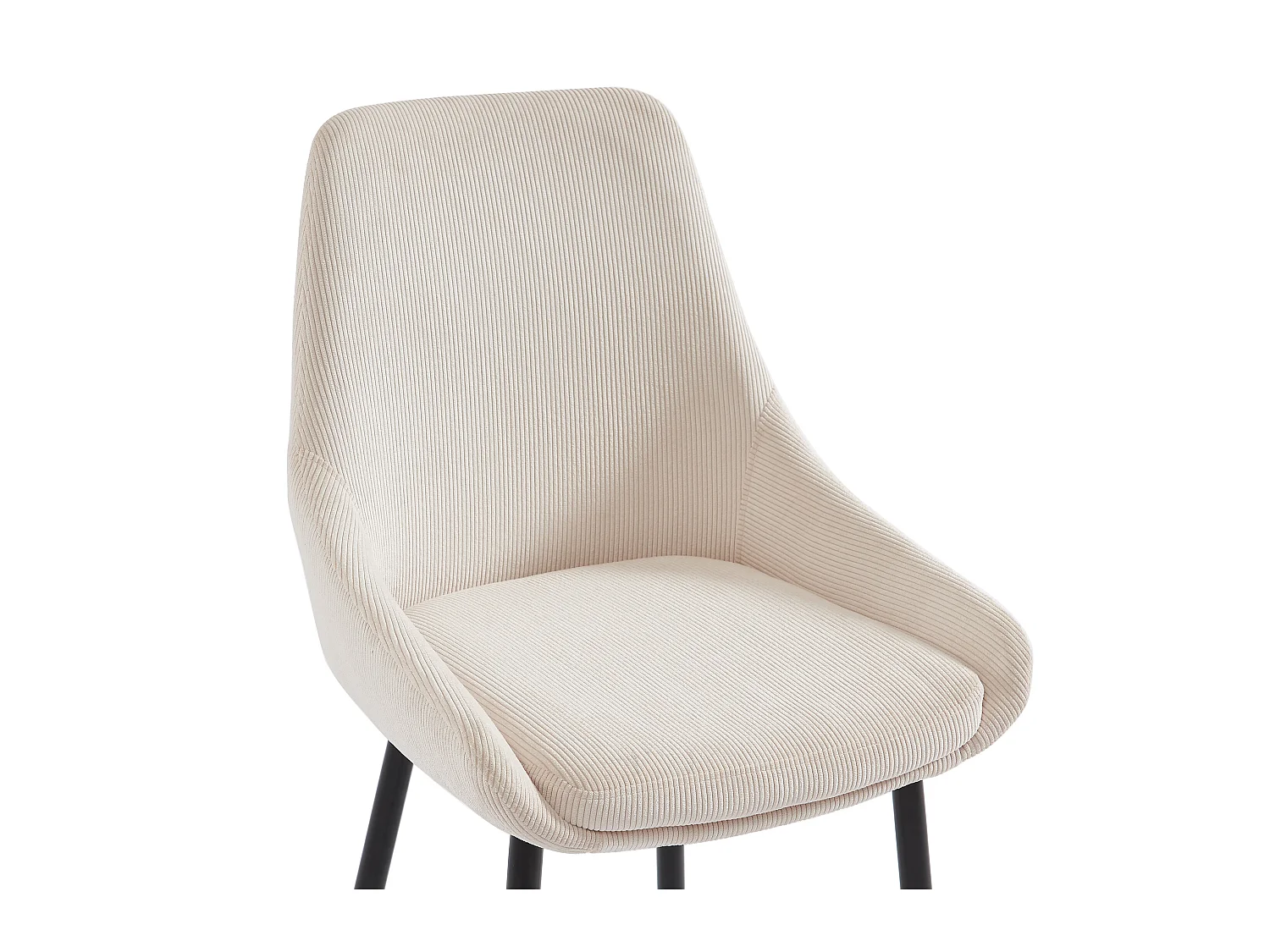 Set van 6 stoelen van ribfluweel en metaal - Crèmewit - MASURIE