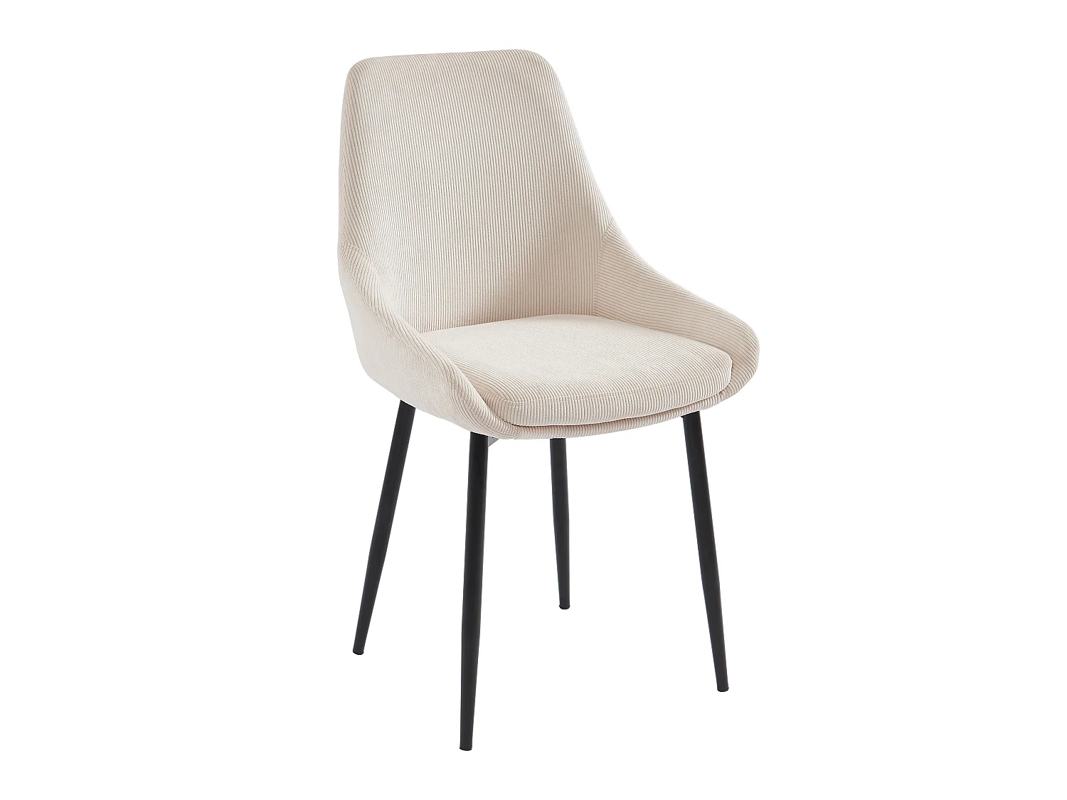 Lot de 6 chaises en velours côtelé et métal - Crème - MASURIE