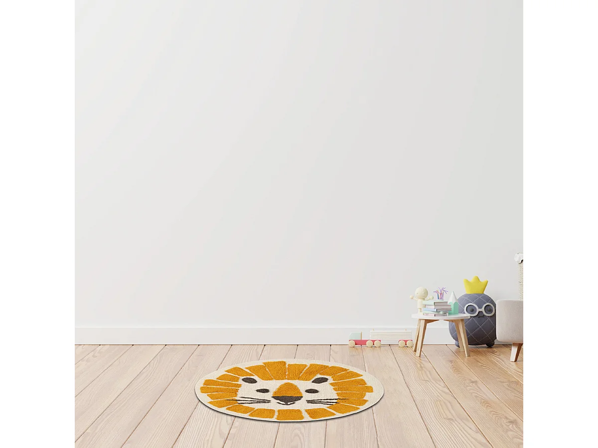 Tapis enfant rond jungle en coton 70x70cm