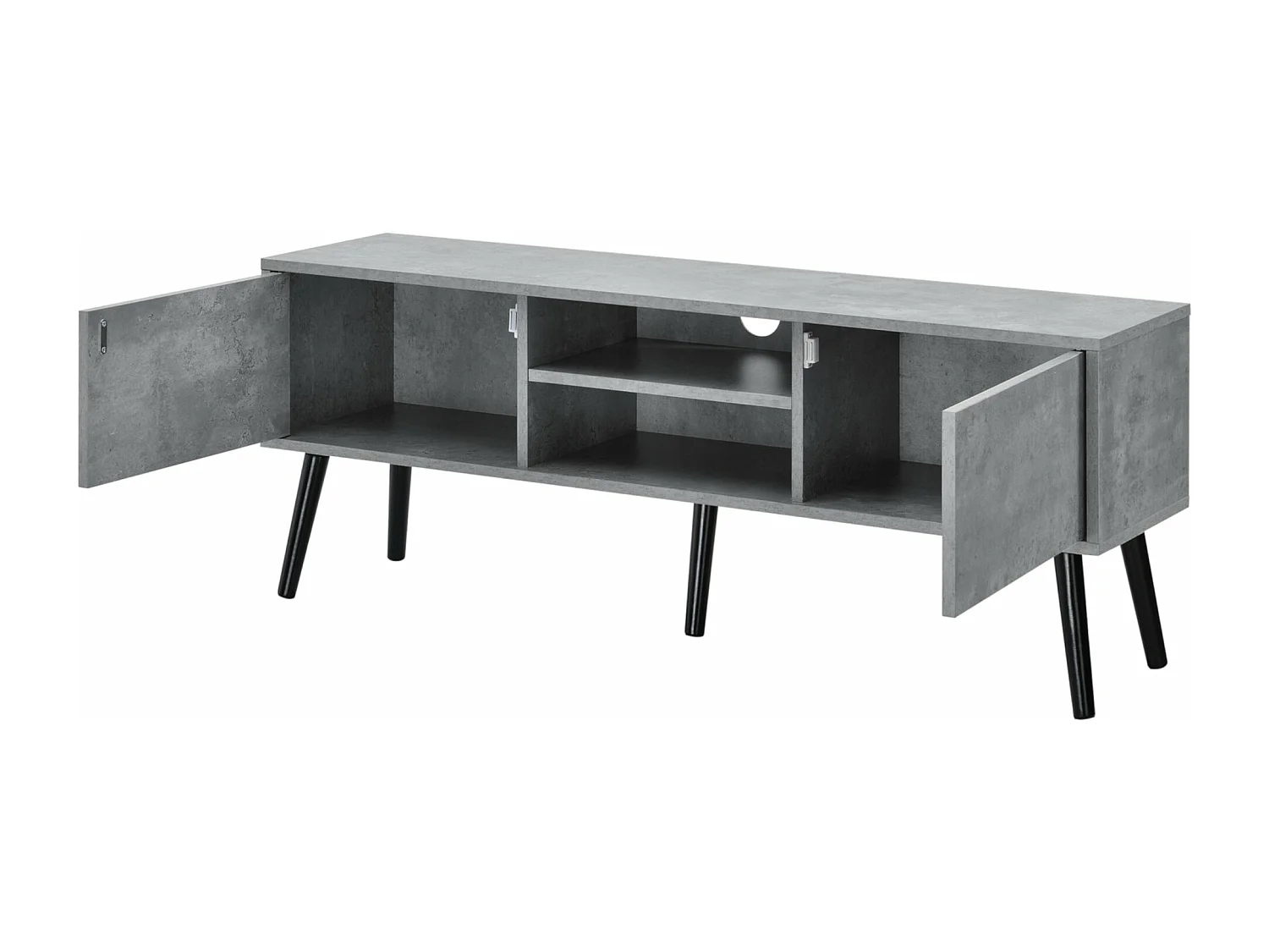 Móvel de TV de design Móvel de TV 120 cm efeito concreto preto 03_0005863