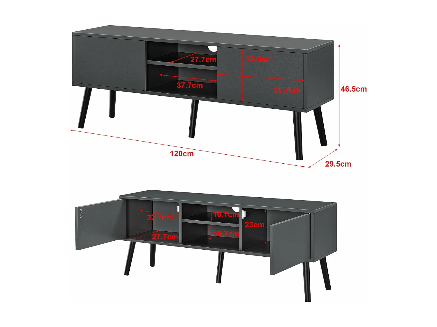 Meuble TV design support grise 120 x 29.5 x 46.5 cm 03_0005864