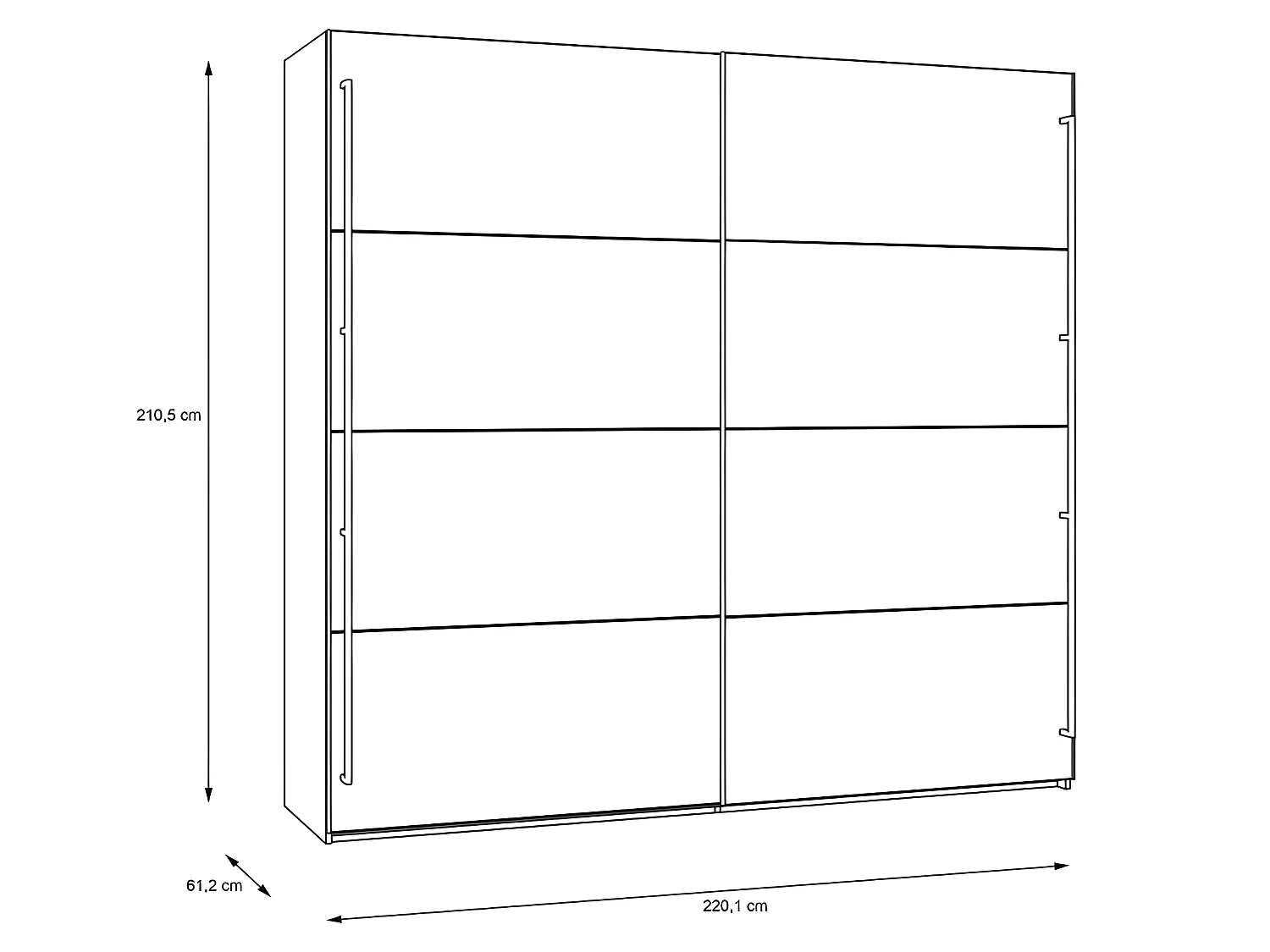 Armoire 220 cm 2 portes 2 tringles décor blanc et bois foncé - MONA
