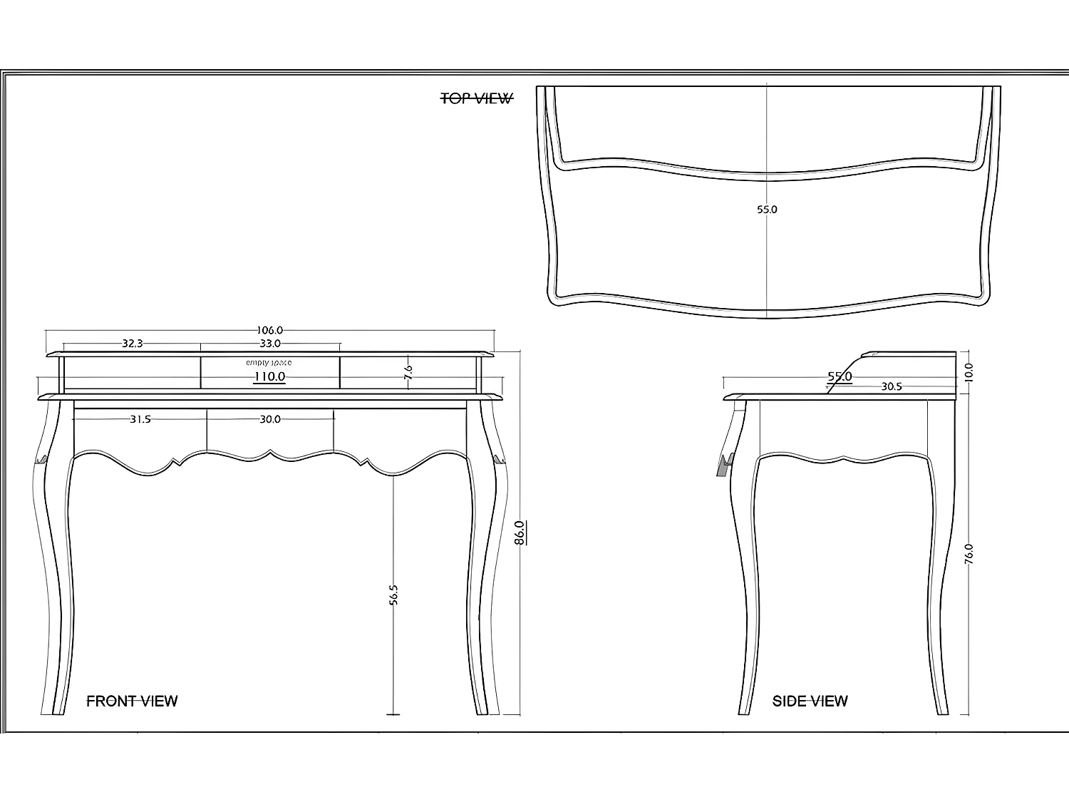 Bureau Murano Blanc Grand Modèle - Amadeus